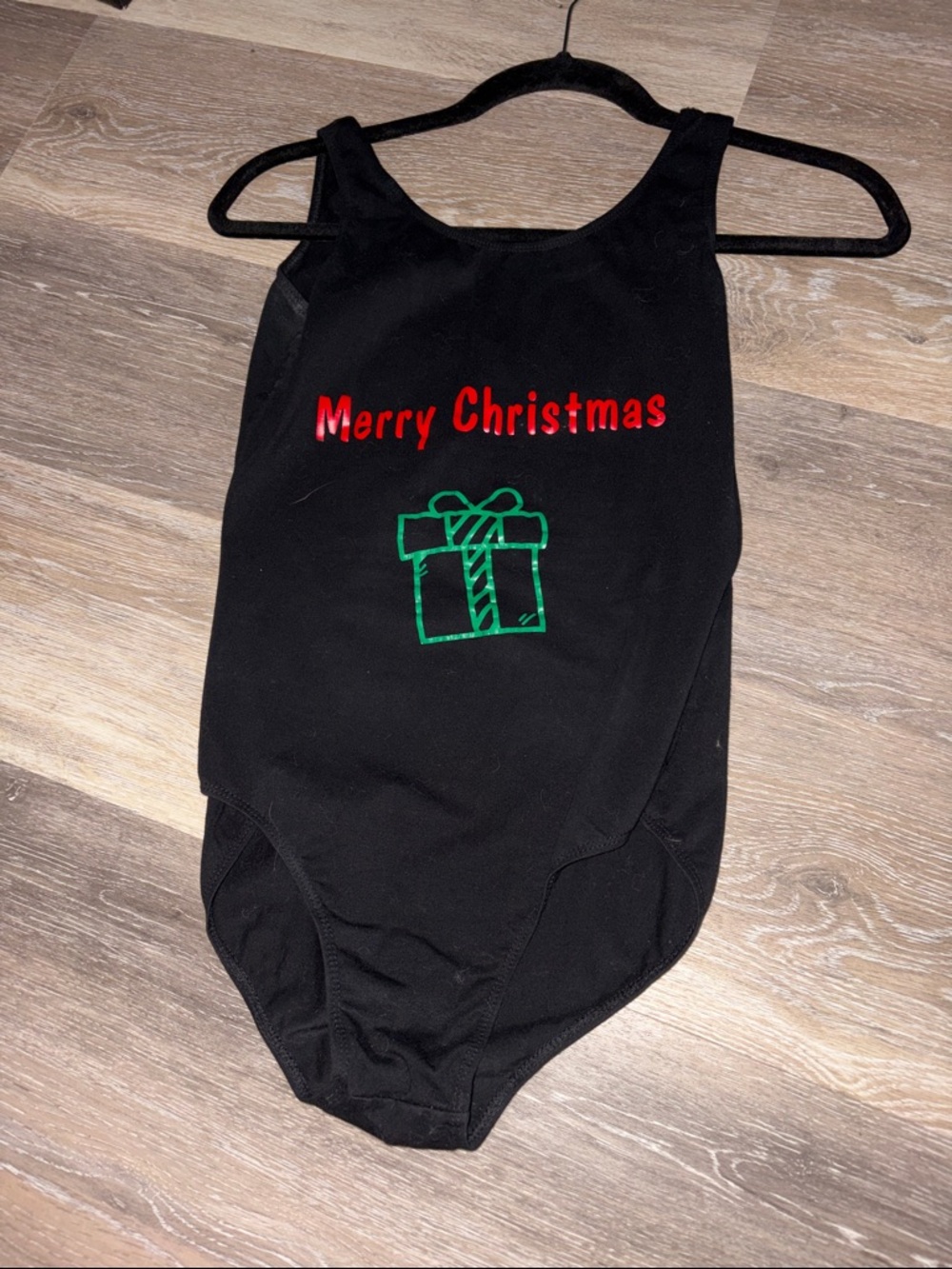 Black 'Merry Christmas' leotard